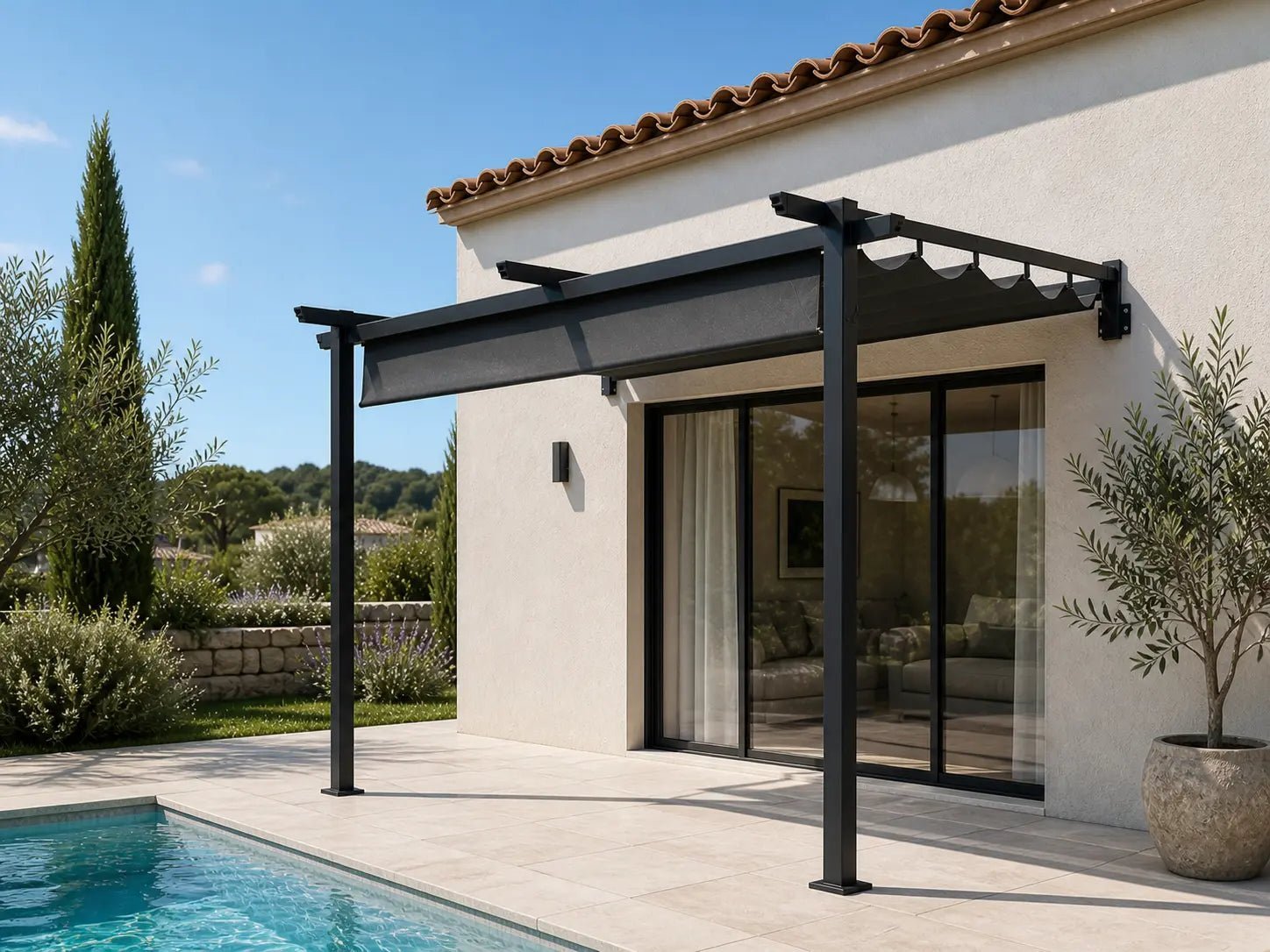 Zoé - Pergola adossée en aluminium 3x3